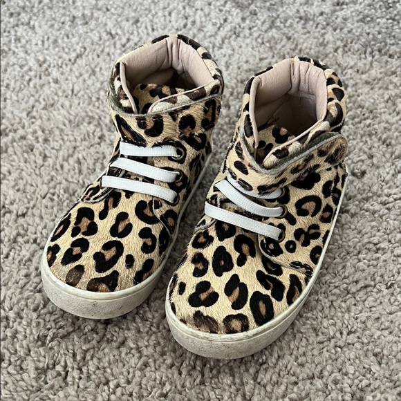 Monkey Feet Cheetah Fur High Top Toddler Sneakers - Picture 1 of 6